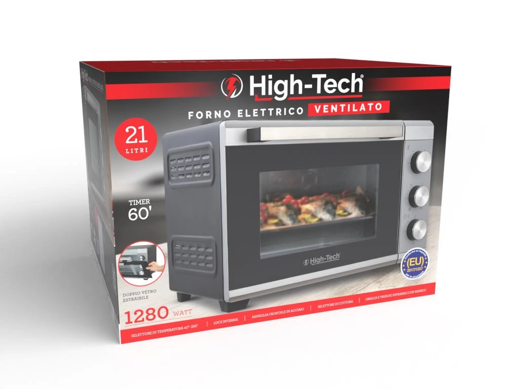 HIGH-TECH FORNO ELETTRICO VENTILATO 1280 W CON CAPIENZA DA 21 LT