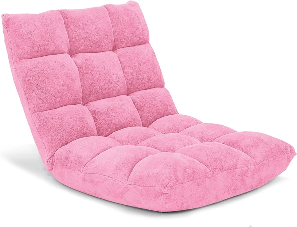 Living-Room-Chairs - Sedia da pavimento con supporto dorsale, ferro + schiuma + velluto corallo, rosa, 26,5 x 22,5 x 22 pollici
