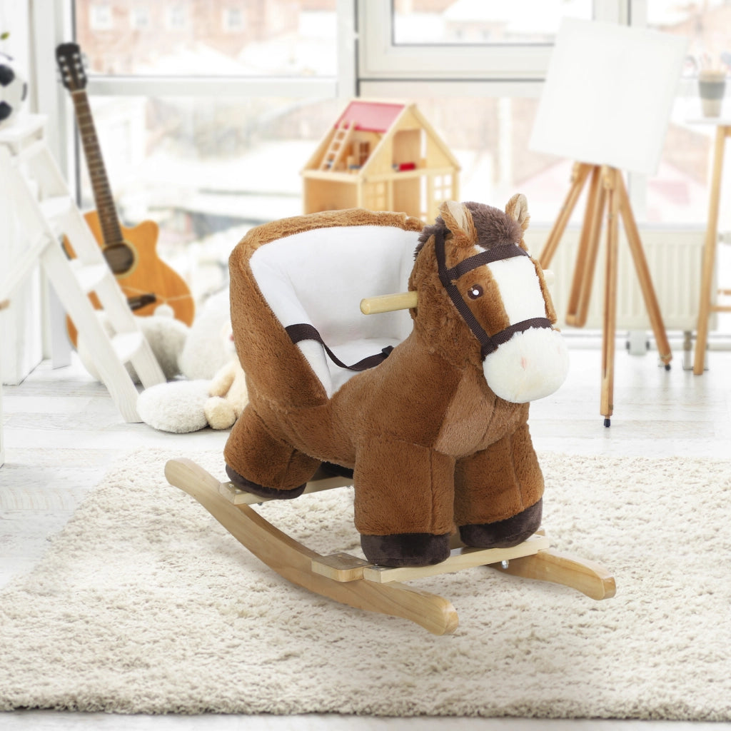 Cavallo a dondolo ¨C Xylo ¨C legno con effetto sonoro e cintura sicurezza per bambini 18-36 mesi