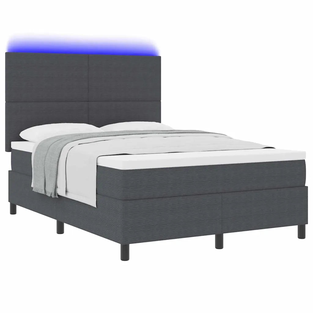 Letto a Sorgente LED Grigio Scuro e Bianco 140 x 190 cm 3337644