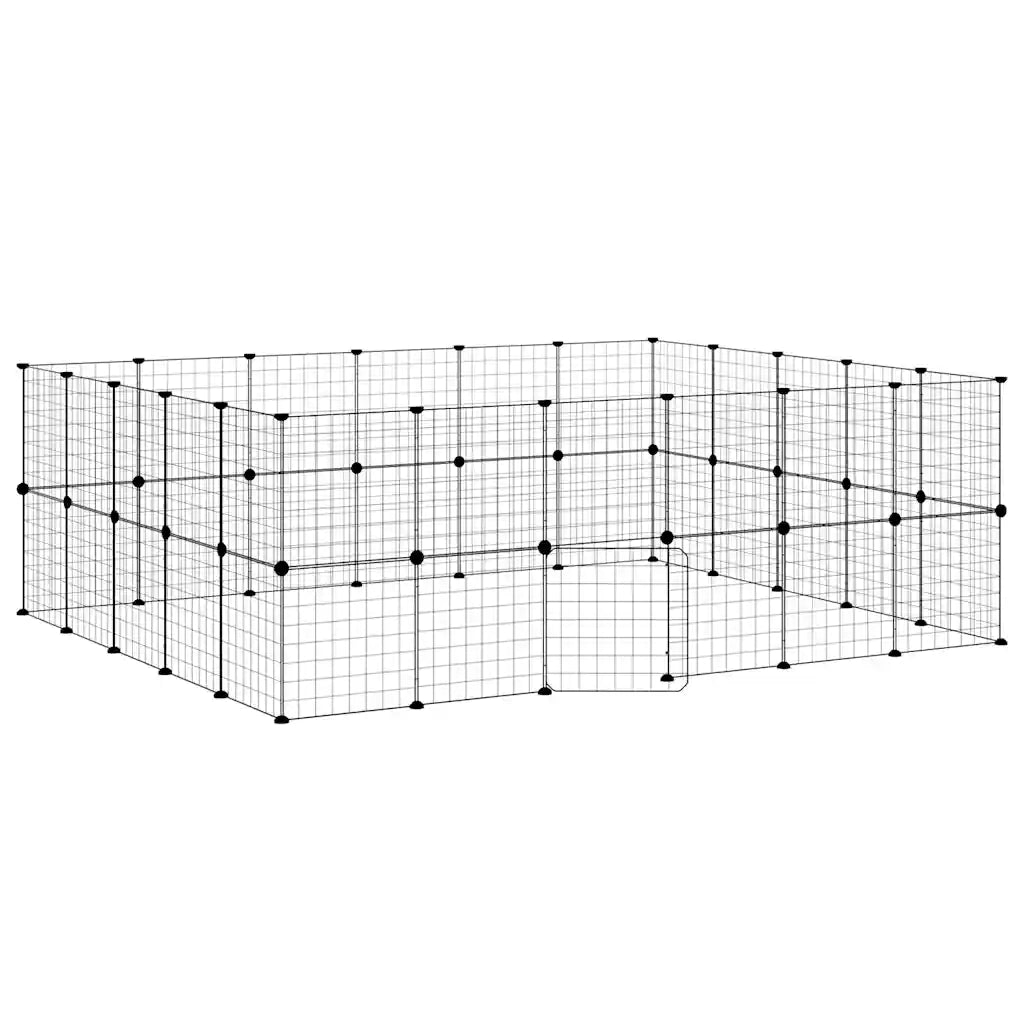 Gabbia per Animali 44 Pannelli con Porta Nera 35x35 cm Acciaio 3114040
