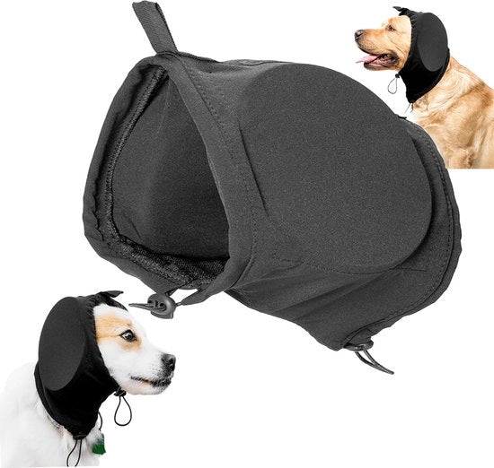 Orecchini protettivi per cani - copricapo per cani - protezione uditiva per cani - copricapo per cani - protezione uditiva per animali domestici - L - per protezione uditiva e ansia - nero
