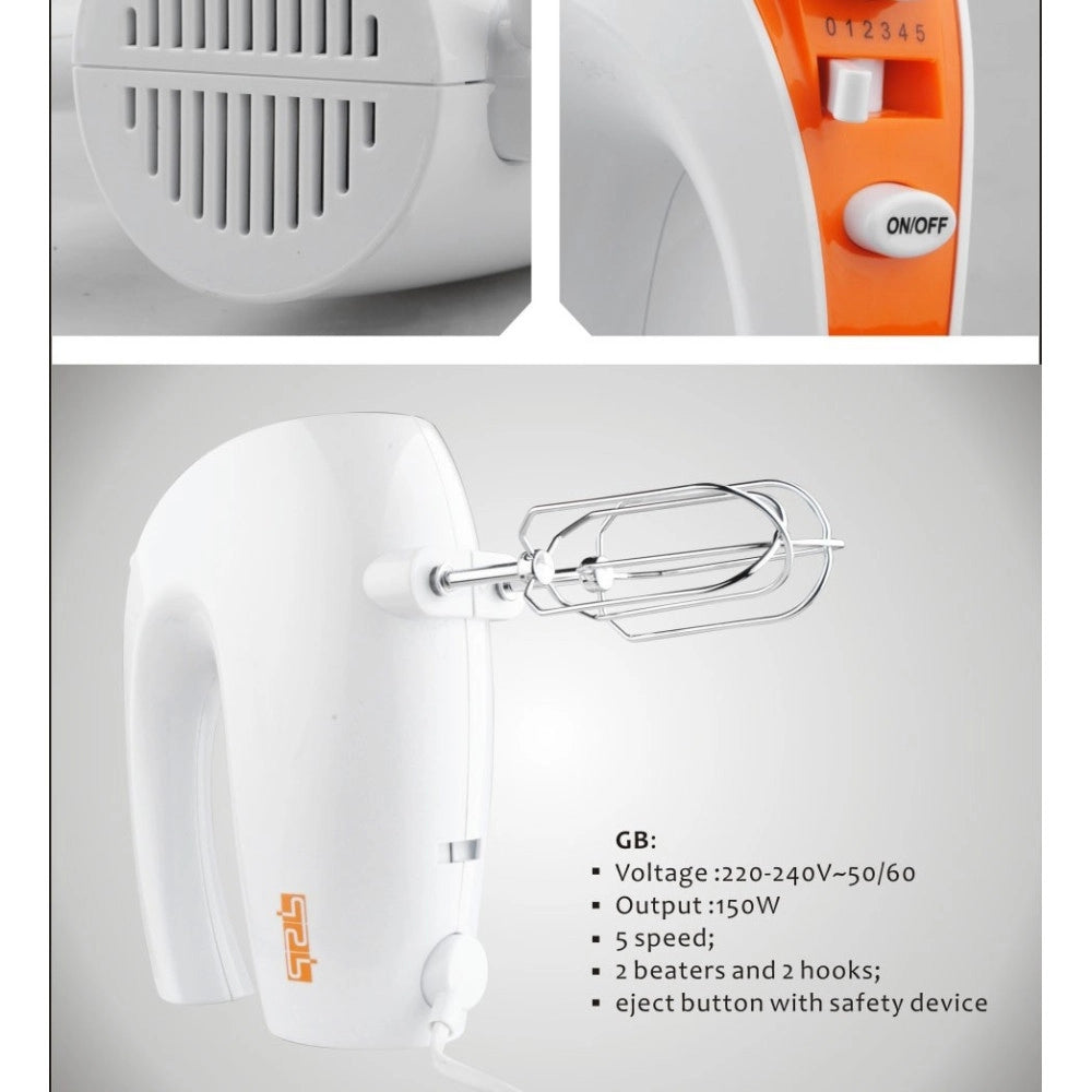 Trade Shop - Sbattitore Elettrico 5 Velocità Con Accessori In Acciaio Inox 150w Bianco -