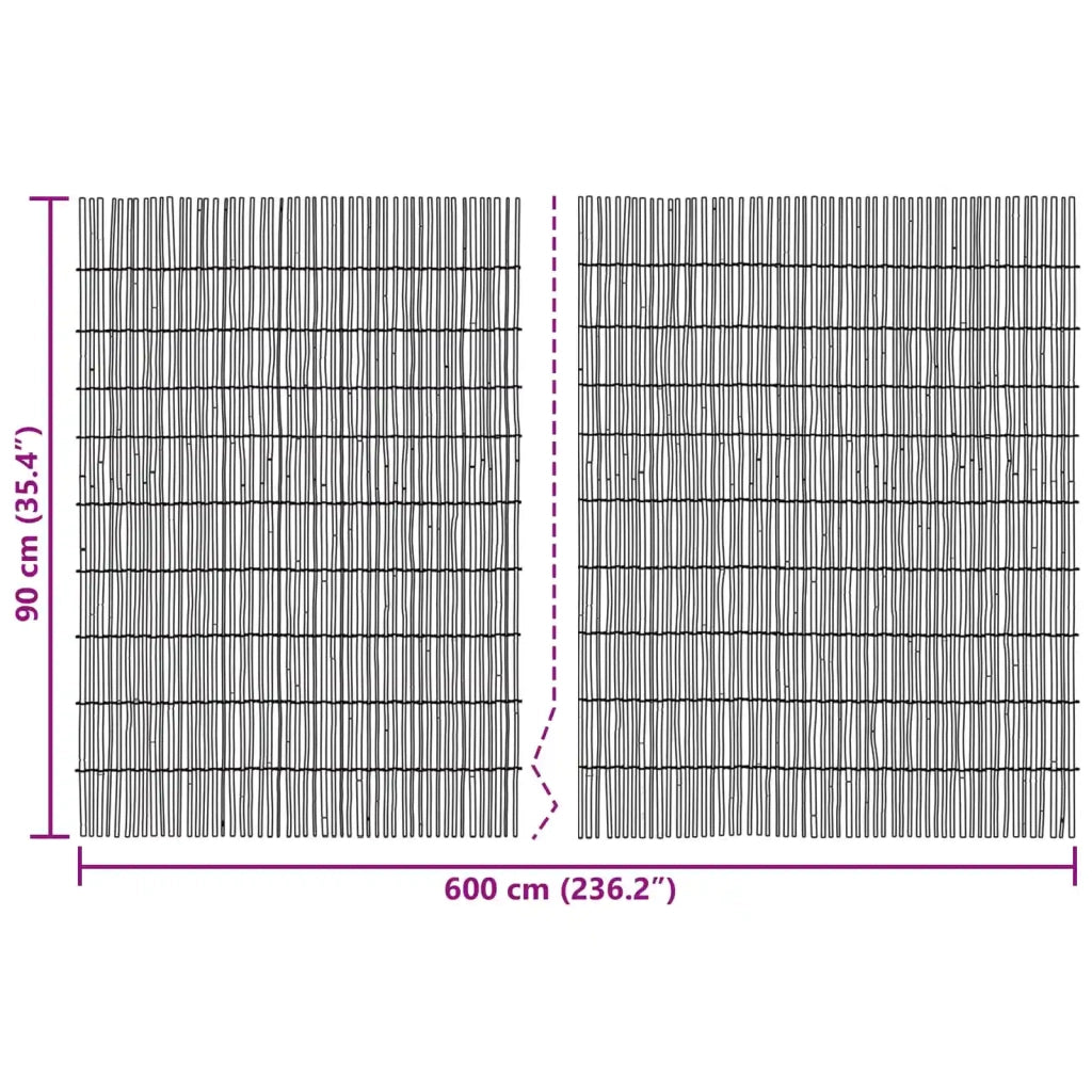 Recinzione per Giardino | Recinzione da cortile Carbonizzato 600 x 90 cm Giunco