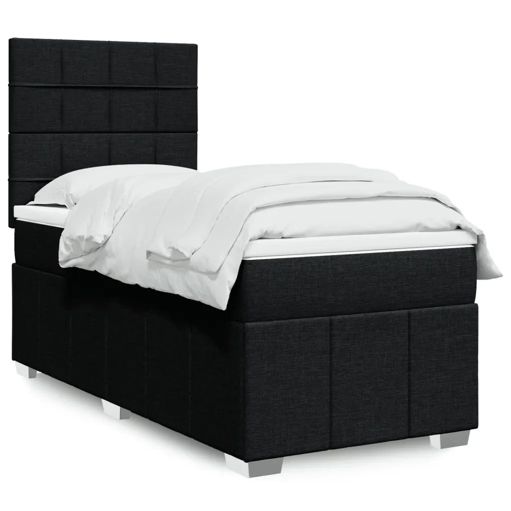 vidaXL Giroletto a Molle con Materasso Nero 90x200 cm in Tessuto