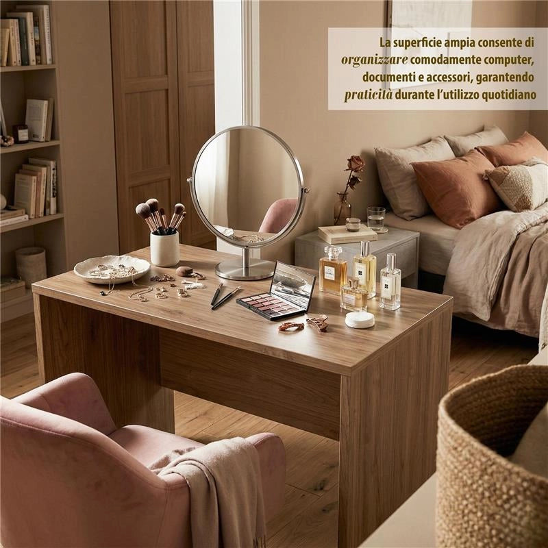 SCRIVANIA RETTANGOLARE MODERNA PER CAMERA DIMENSIONI 76X120X69 CM, COLORE NOCE