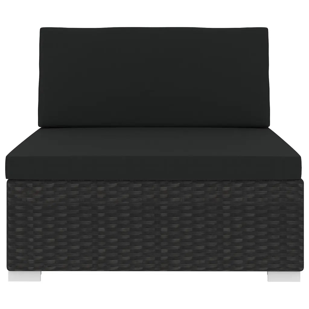 Seduta Centrale Modulare con Cuscini in Polyrattan Nero
