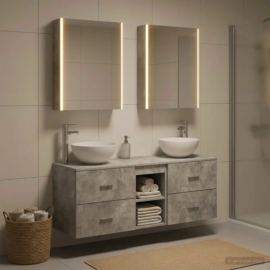 Set di mobili per il bagno 5 pcs Grigio Cemento 3406730