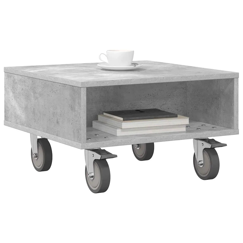 Tavolino con Ruote Grigio cemento 50,5 x 50 x 30 cm 891027