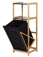 MA MAISON MOBILE PORTABIANCHERIA IN BAMBOO COLORE NERO CON CASSETTO APRIBILE E 2 RIPIANI 36X33X98H CM