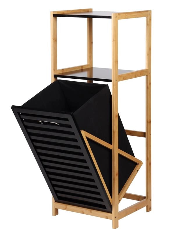 MA MAISON MOBILE PORTABIANCHERIA IN BAMBOO COLORE NERO CON CASSETTO APRIBILE E 2 RIPIANI 36X33X98H CM