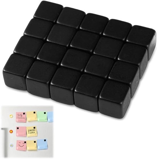 Set di Magnetici Neodimio Mini - 20 pezzi - Tavoli Magnetici Neri - 8 x 8 x 8 mm - Magnete Forti per Tabella Magnetica, Frigorifero, Ufficio - Resistente a Sollecitazioni e Corrosione