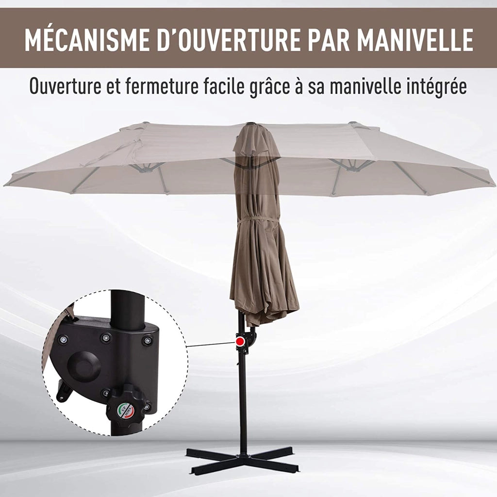 Ombrellone da Giardino Inclinabile ¨C zephmum ¨C Marrone, Poliestere, 4.45x2.7x2.6 m