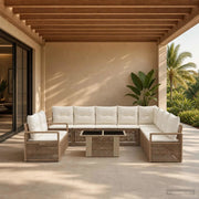 Set Divano da Giardino 11 pz Beige e Bianco Crema polyrattan 3437121