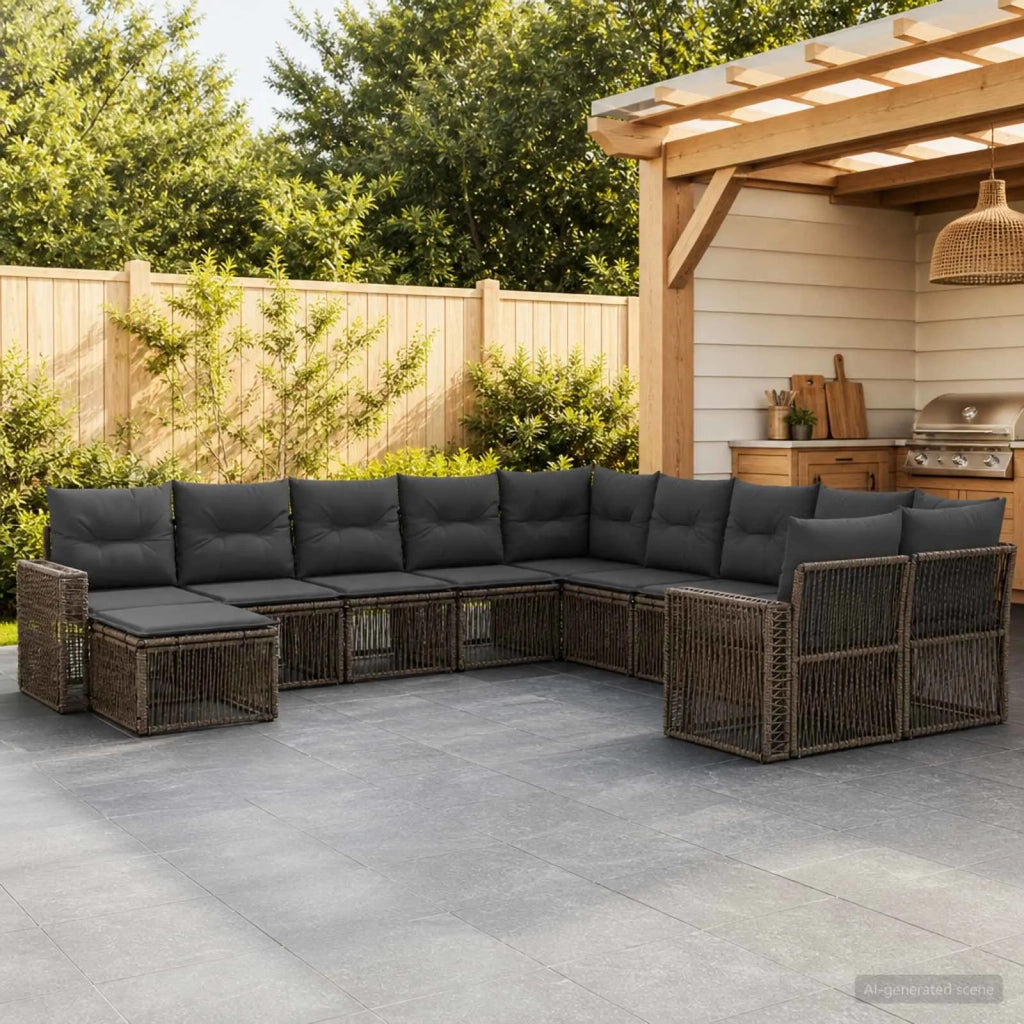 Set Divano da Giardino 11 pz Grigio e Grigio Scuro polyrattan 3435323