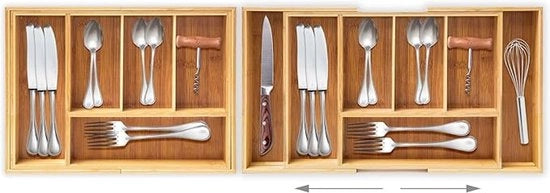 Cassa da cucina in bambù estendibile con 5 a 7 contenitori