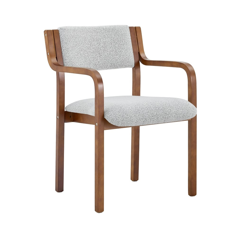 Set 2 Sedie da Pranzo con Braccioli ¨C MINIMAL ¨C Tessuto Teddy, Legno, Stile Scandinavo