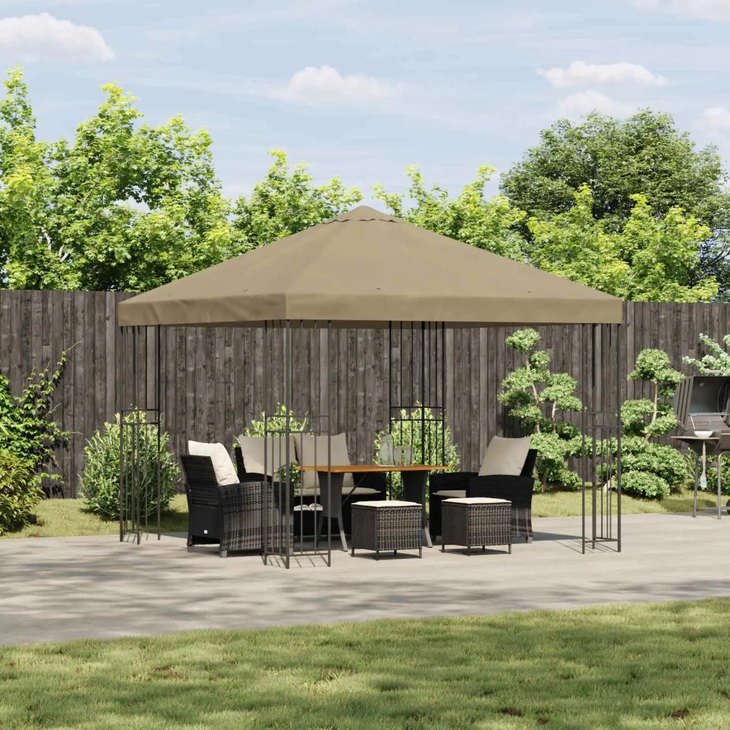 Gazebo | Pergolato 3 x 3 m Beige Poliestere e Acciaio 190 gsm
