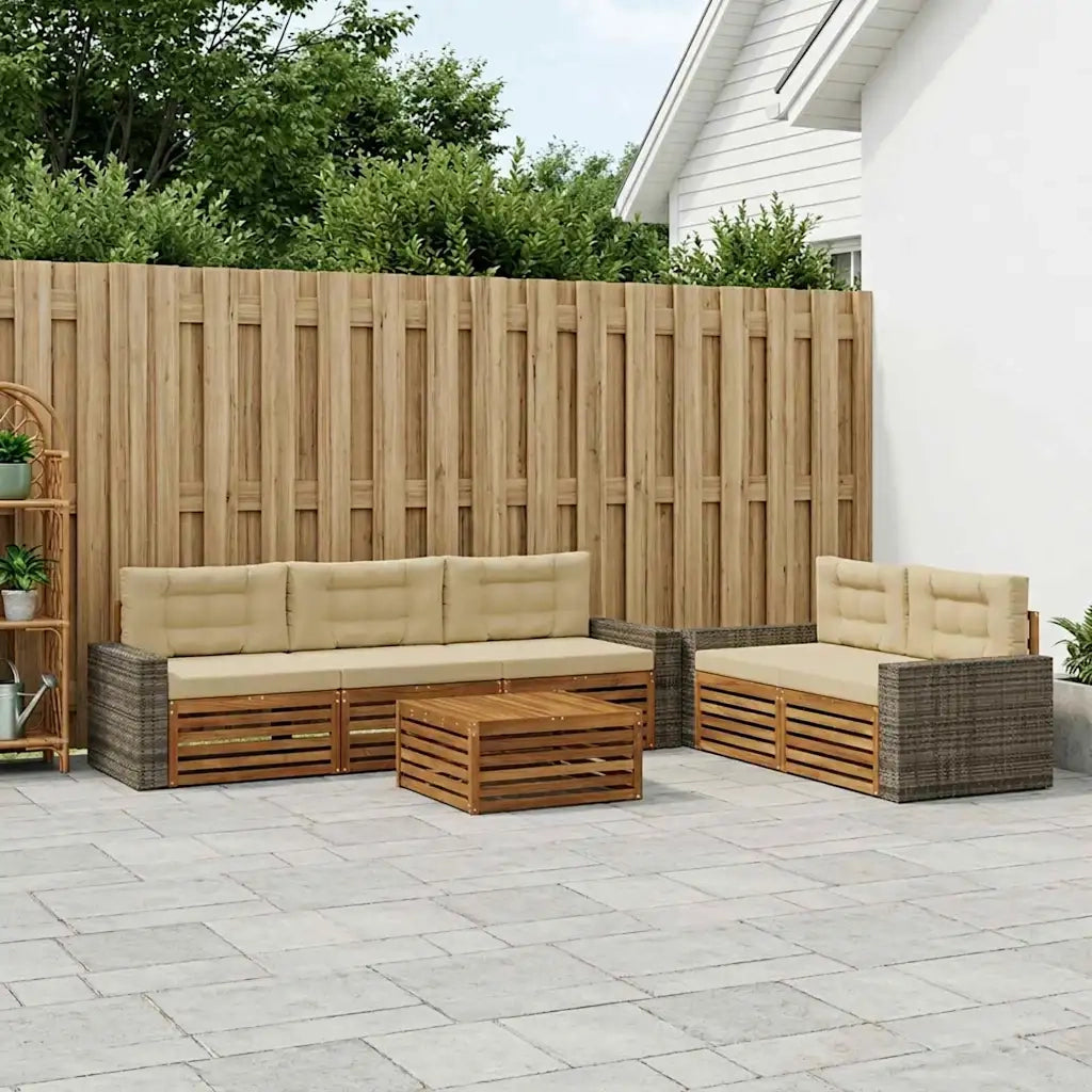 Set di divani da esterno 6 pcs Naturale e Beige 3383041