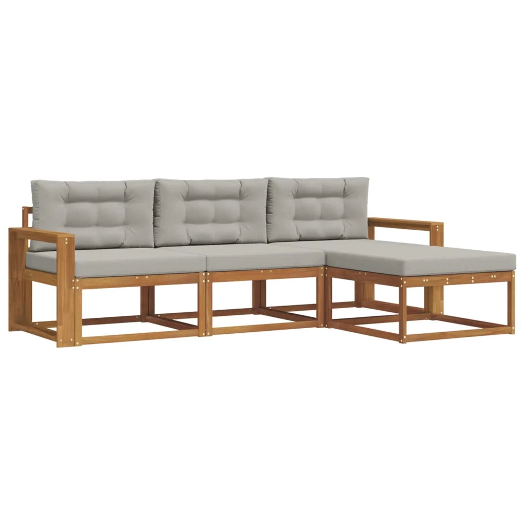 Set di divani da esterno 4 pcs Grigio Naturale e Chiaro 3367409