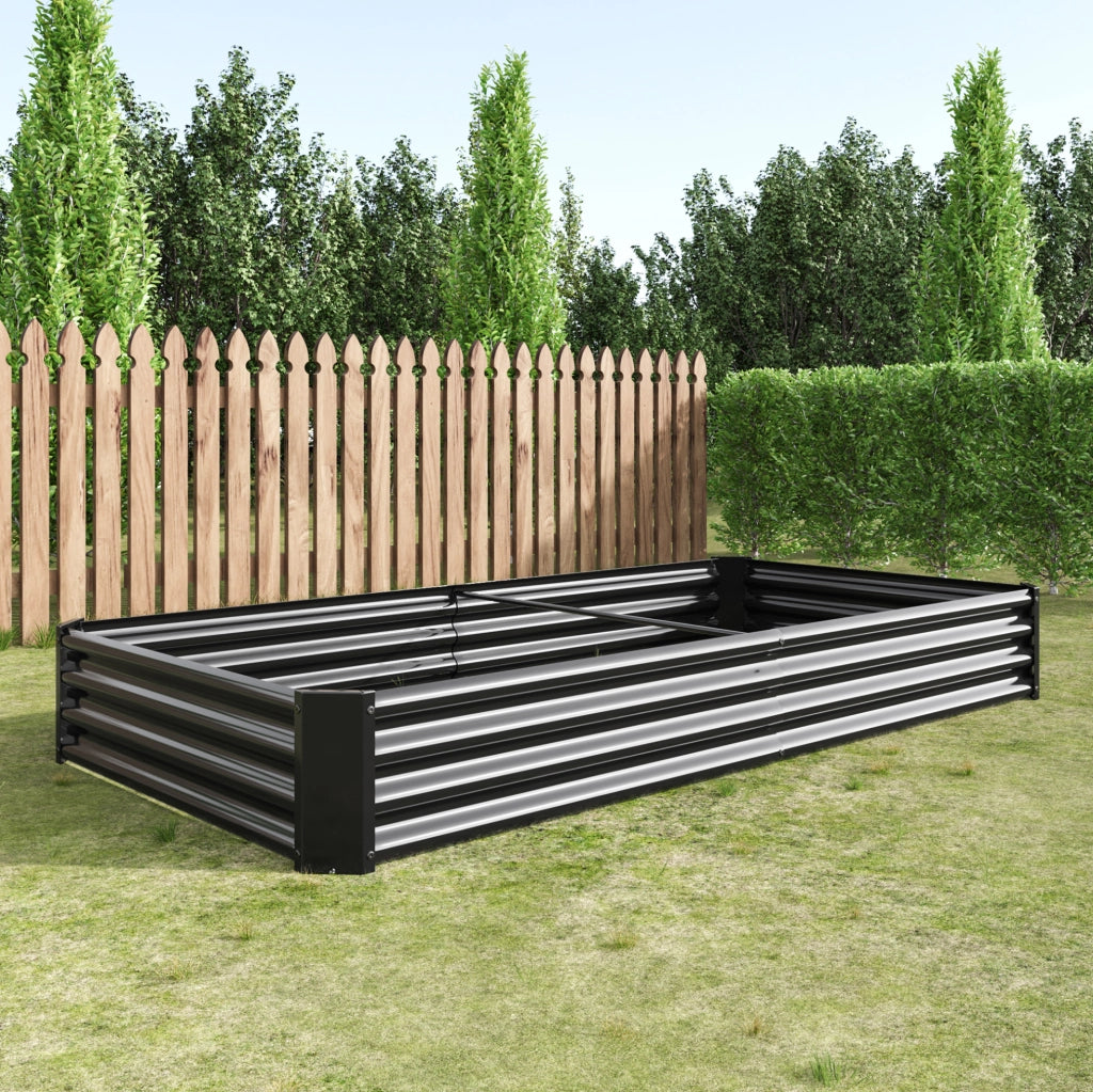 Fioriera rialzata in metallo 232 x 113,5 x 30 cm nera