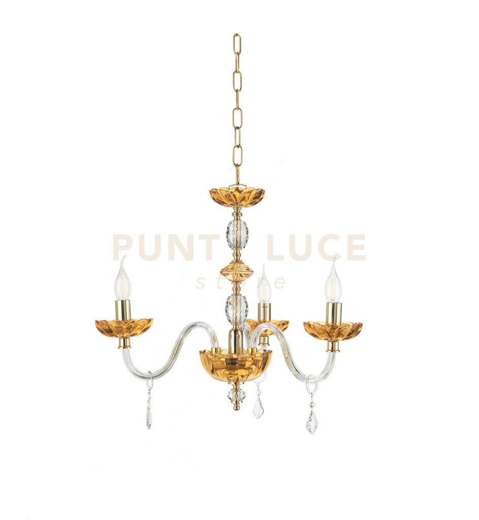 LAMPADARIO PATRICIA 3 LUCI ATTACCO E14 COLORE AMBRA D.65CM