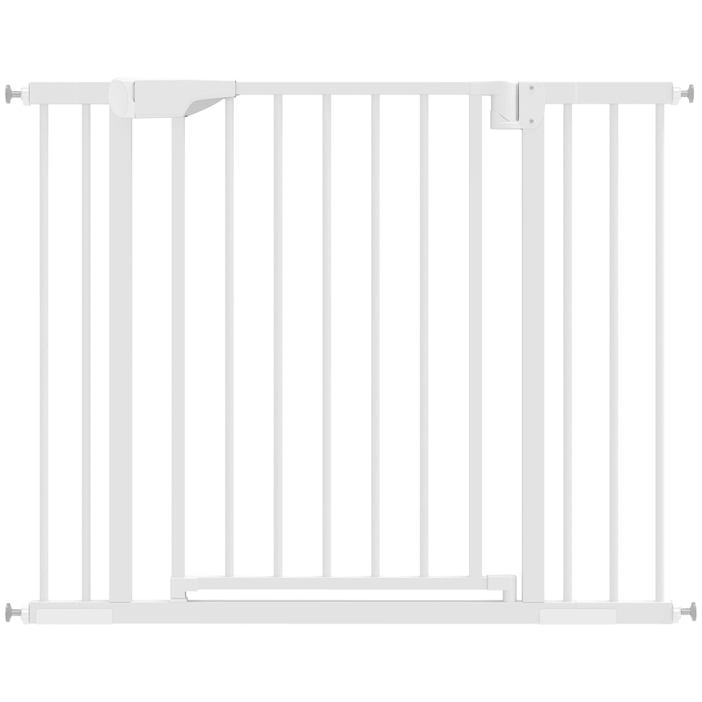 Cancello di Sicurezza per Bambini e Animali 76-103x76 cm Chiusura Automatica e Montaggio a Pressione Bianco