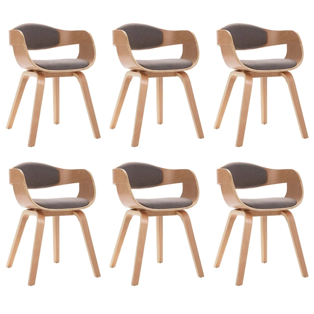 Sedie da Pranzo 6 pz Grigie in Legno Piegato e Tessuto Talpa 3054823