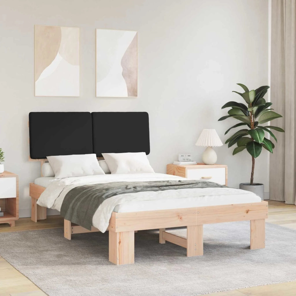 Letto con Testiera Rivestita Nero 120 x 200 cm Pino massello 877491