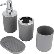 Set di accessori da bagno in ceramica - Set di decorazioni per il bagno - Flacone per lozioni contenitore di conservazione - Set di asciugamani e contenitore per sapone - Grigio.