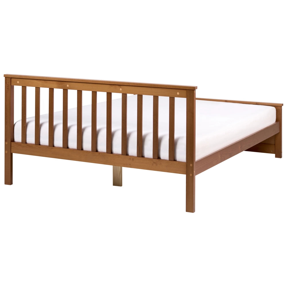Letto matrimoniale in pino MDF con rete a doghe 140 x 200 cm in marrone stile minimalista scandinavo