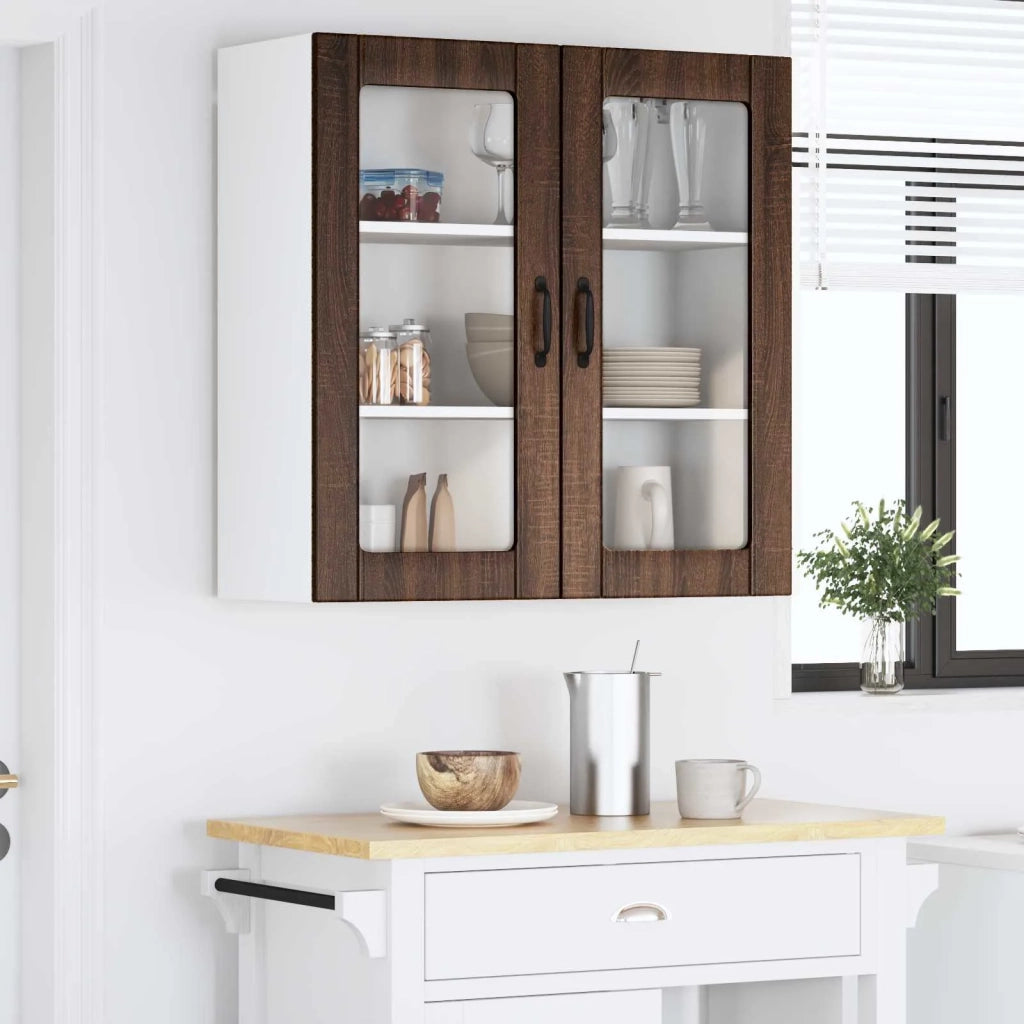 Pensile da cucina | Mobile in vetro da parete LUCCA Rovere Marrone 80 x 31 x 80 cm