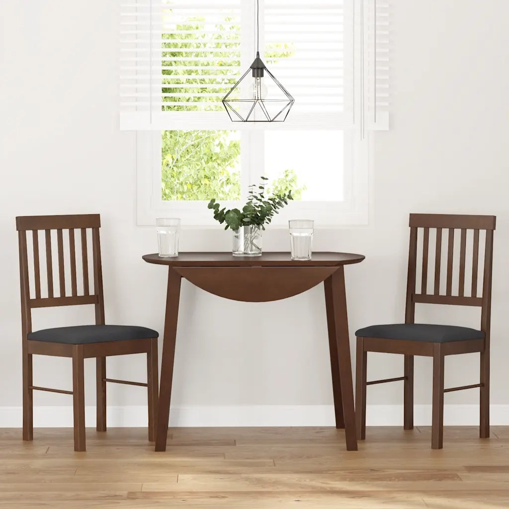 Sedie da Pranzo con Cuscini 2pz Marrone Legno Massello di Hevea 4102426