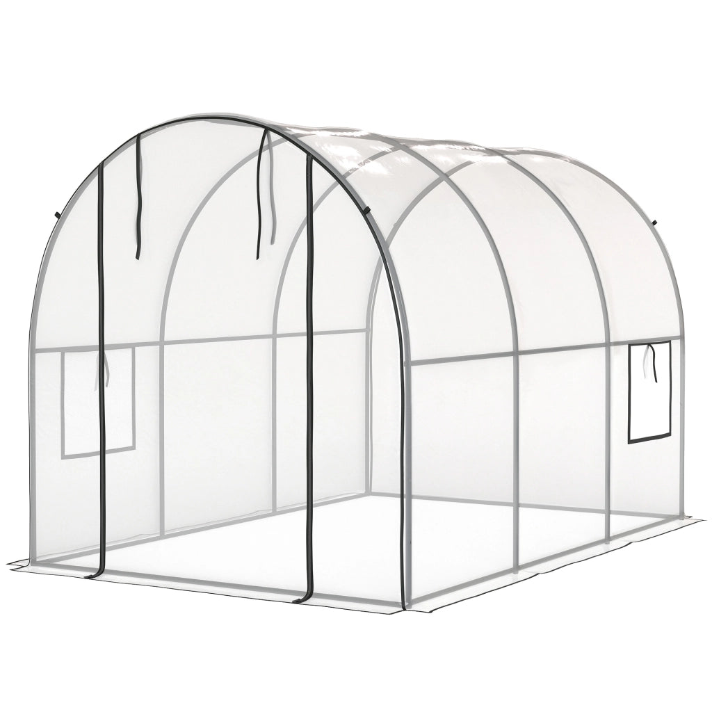 Serra a Tunnel ¨C zephmum ¨C 3x2x2 m Acciaio Trasparente Porta a Rullo 2 Finestre a Rete