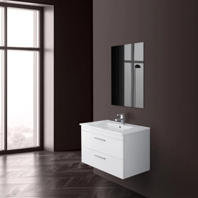 Mobile bagno sospeso 80 cm bianco con 2 cassettoni soft-close Desya