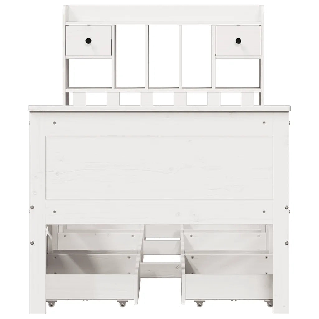 Letto Libreria senza Materasso Bianco 90x190 cm Massello Pino 3308943