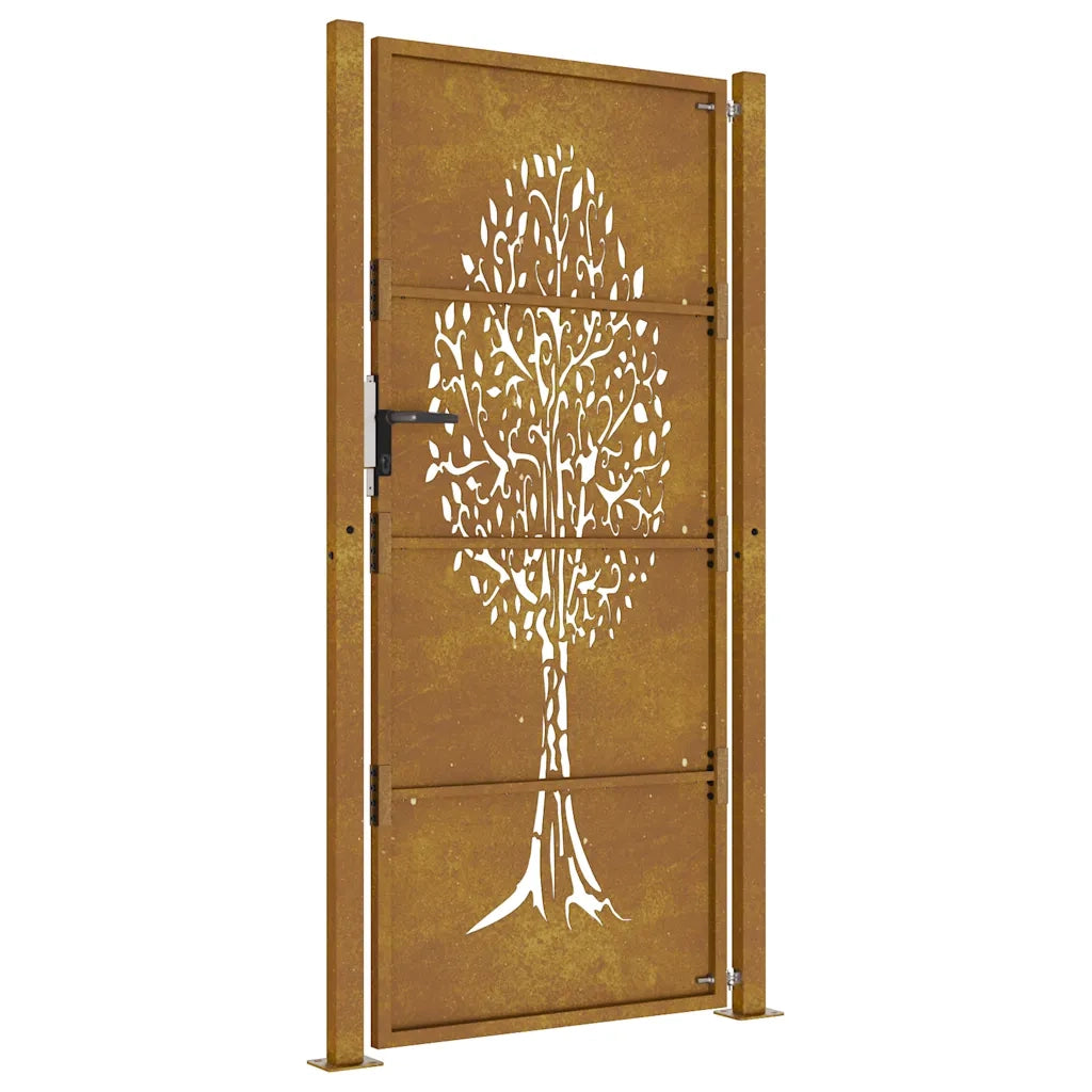 Cancello da giardino 100x175 cm in acciaio Corten con design ad albero 153164