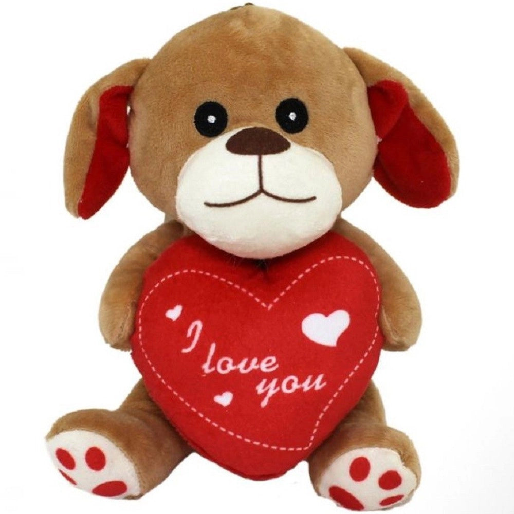 Trade Shop - Cane In Peluche Cagnolino Con Cuore I Love You 17 Cm Regalo San Valentino 68089 -