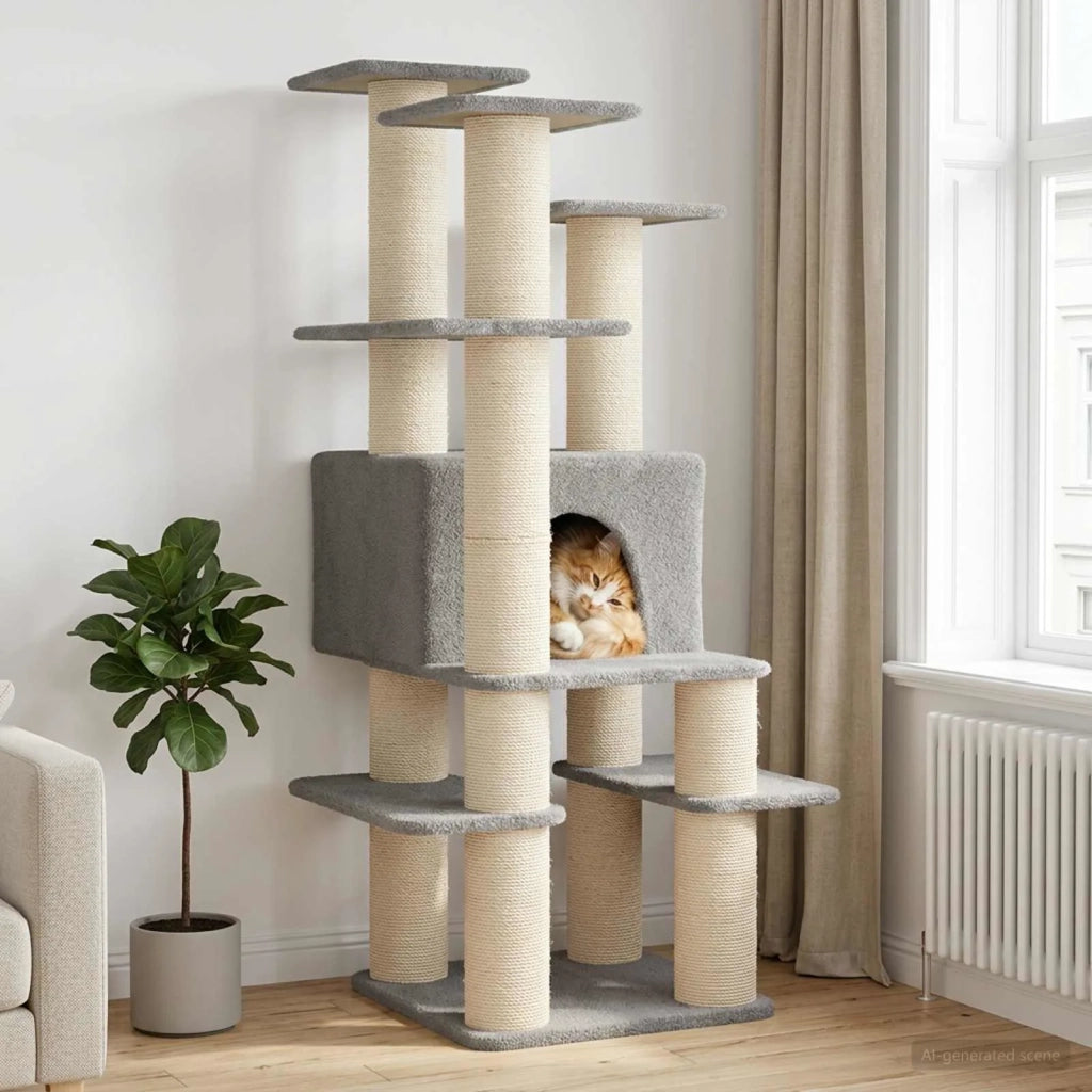 Albero per gatti con pali per graffiare in sisal Grigio Chiaro 42033049