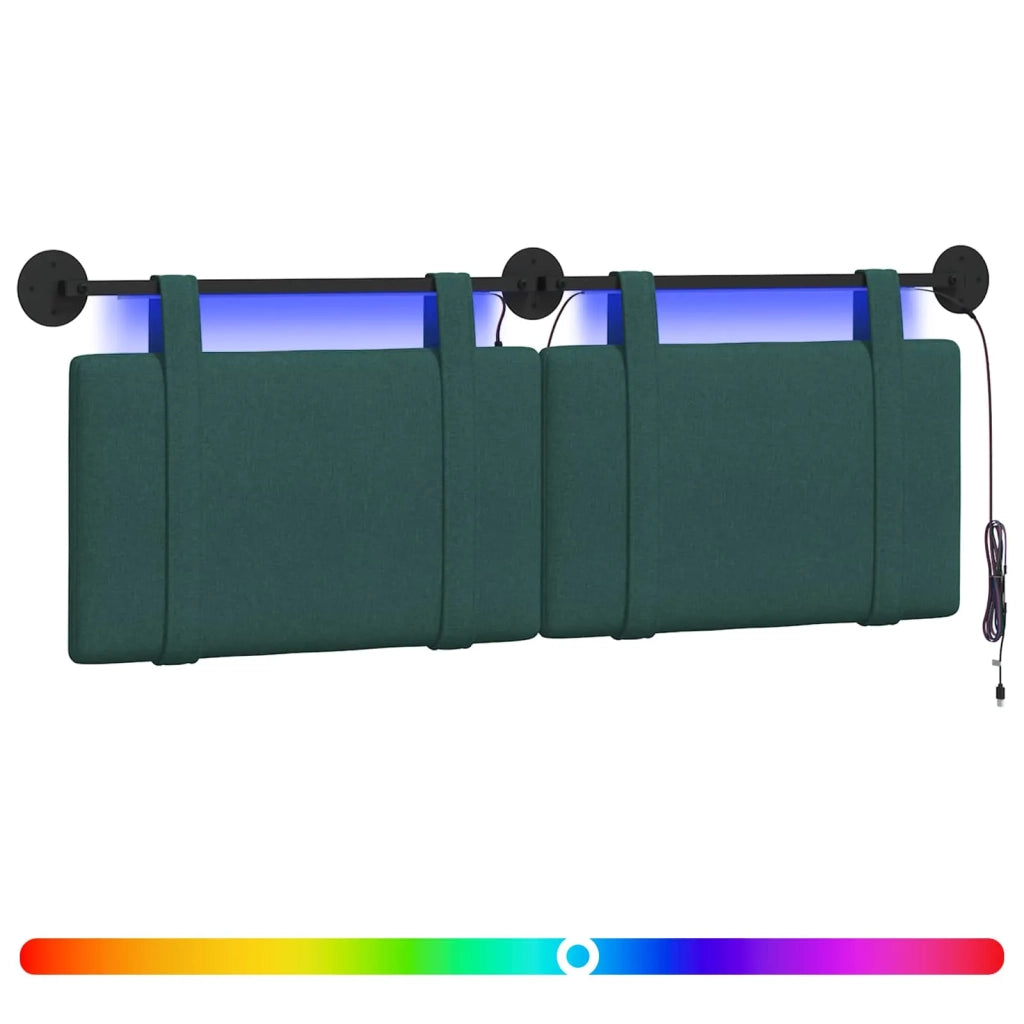 Testiera sospesa Con luce LED Verde Scuro Tessuto