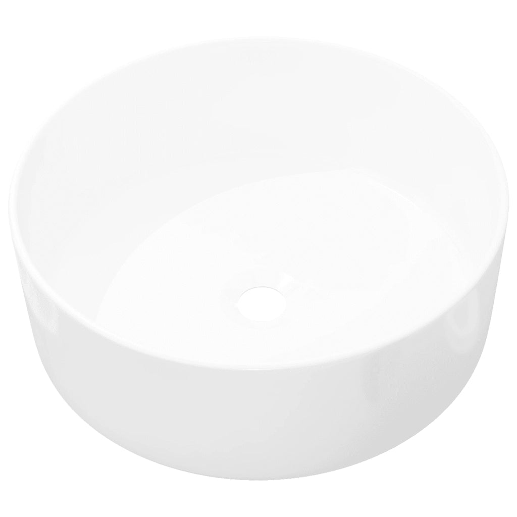 Lavandino-Lavello Rotondo in Ceramica Bianca 40 x 15 cm 185005