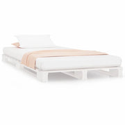 Letto singolo | Letto per adulti | Letto a Pallet Bianco 90x200 cm in Legno Massello di Pino