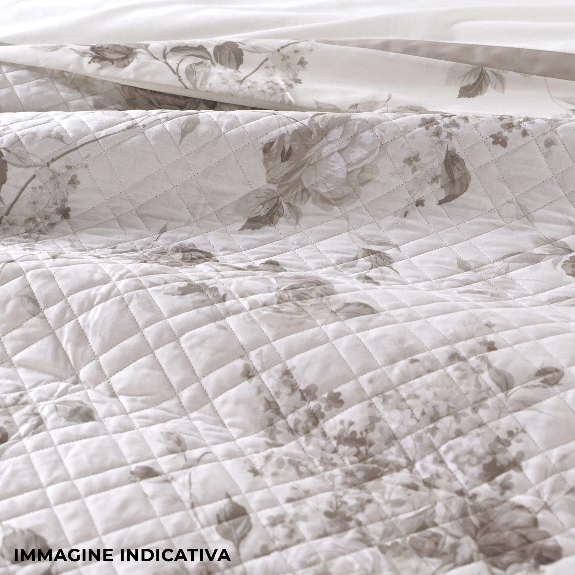 Trapuntino Matrimoniale con Stampa in Percalle di Cotone 100gr Garrini Lauren Grigio