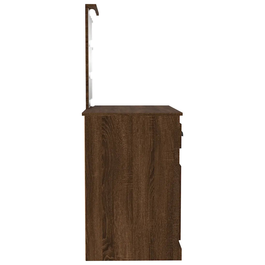 Toeletta | Tavolo da Trucco con LED Rovere Marrone 90x50x132,5cm Legno Multistrato