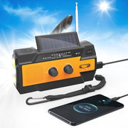 Radio solare portatile con batteria ricaricabile 4000 mAh - Radio a dinamo con AM/FM, funzione di ricarica USB, lampada LED e allarme SOS per il camping