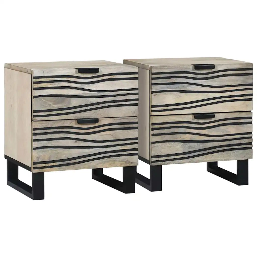 vidaXL Armadio da Notte 2 pcs Bianco e nero 40 x 33 x 46 cm