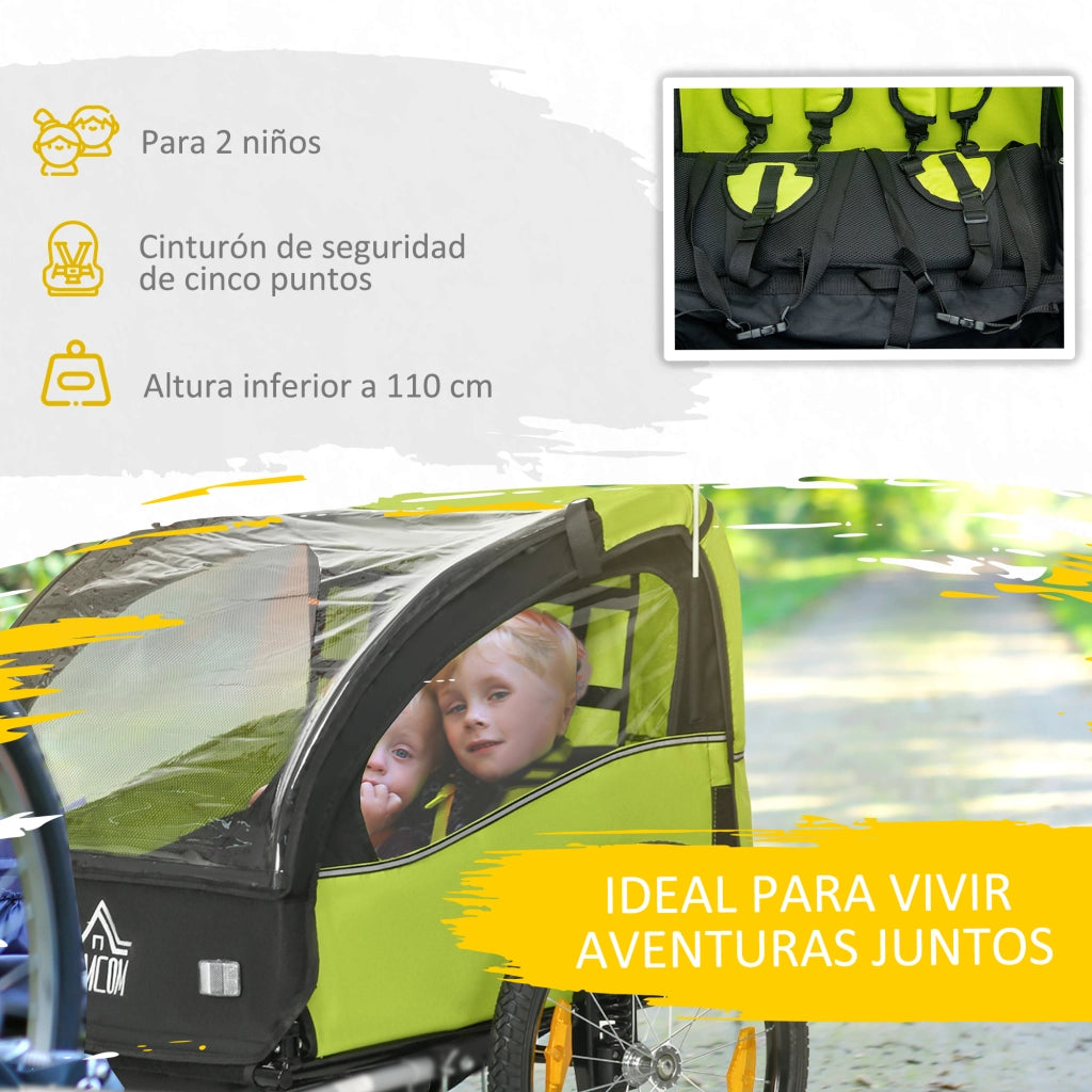 Carrello Bicicletta Bambini ¨C Zephmum ¨C Verde 140x88x90 cm