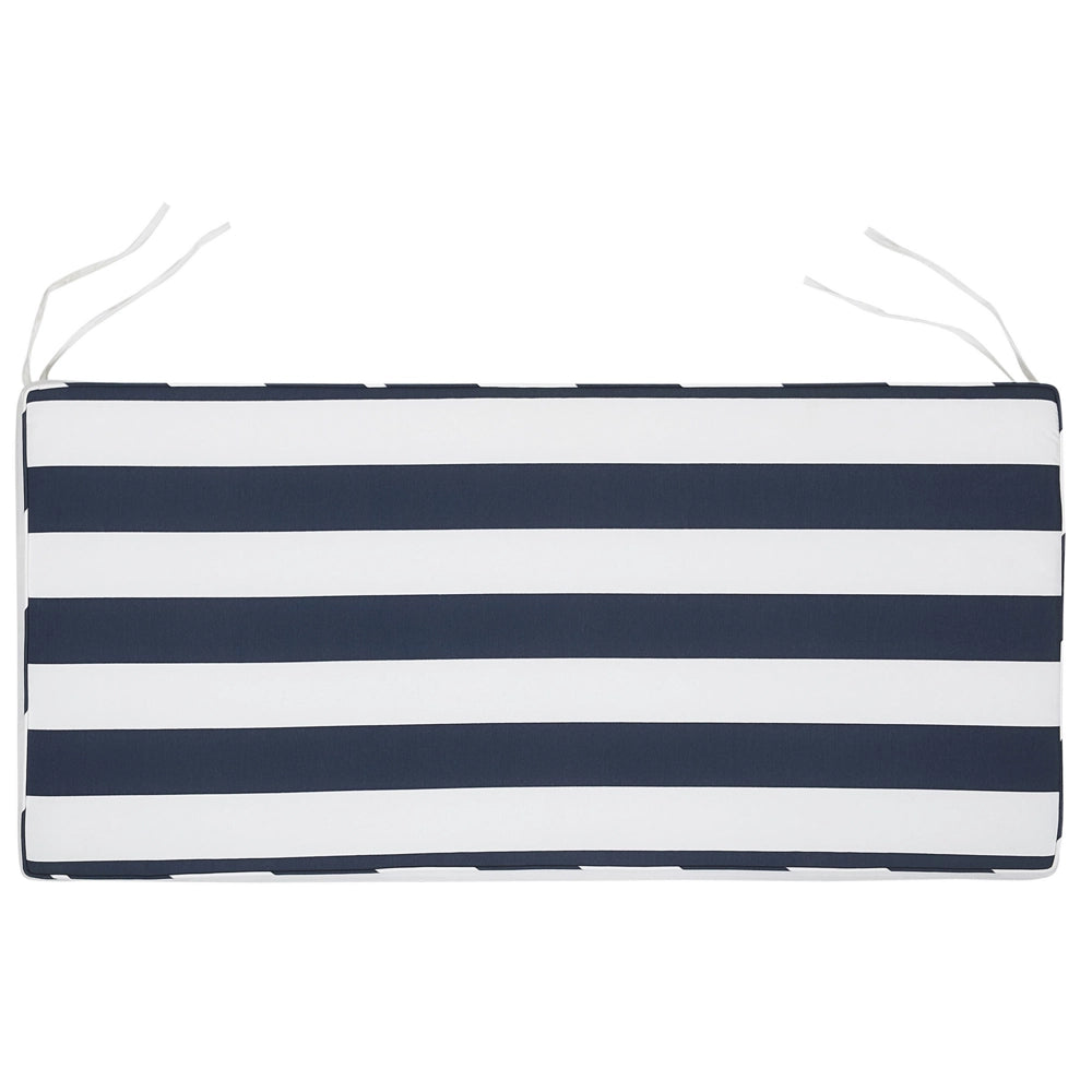 Cuscino per sedile da esterno Cuscino per panca a righe in poliestere blu e bianco resistente all'acqua 112 x 54 cm Giardino