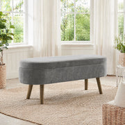 Panca contenitore 110x40x42 cm grigio scuro, box 20 L, tessuto chenille,