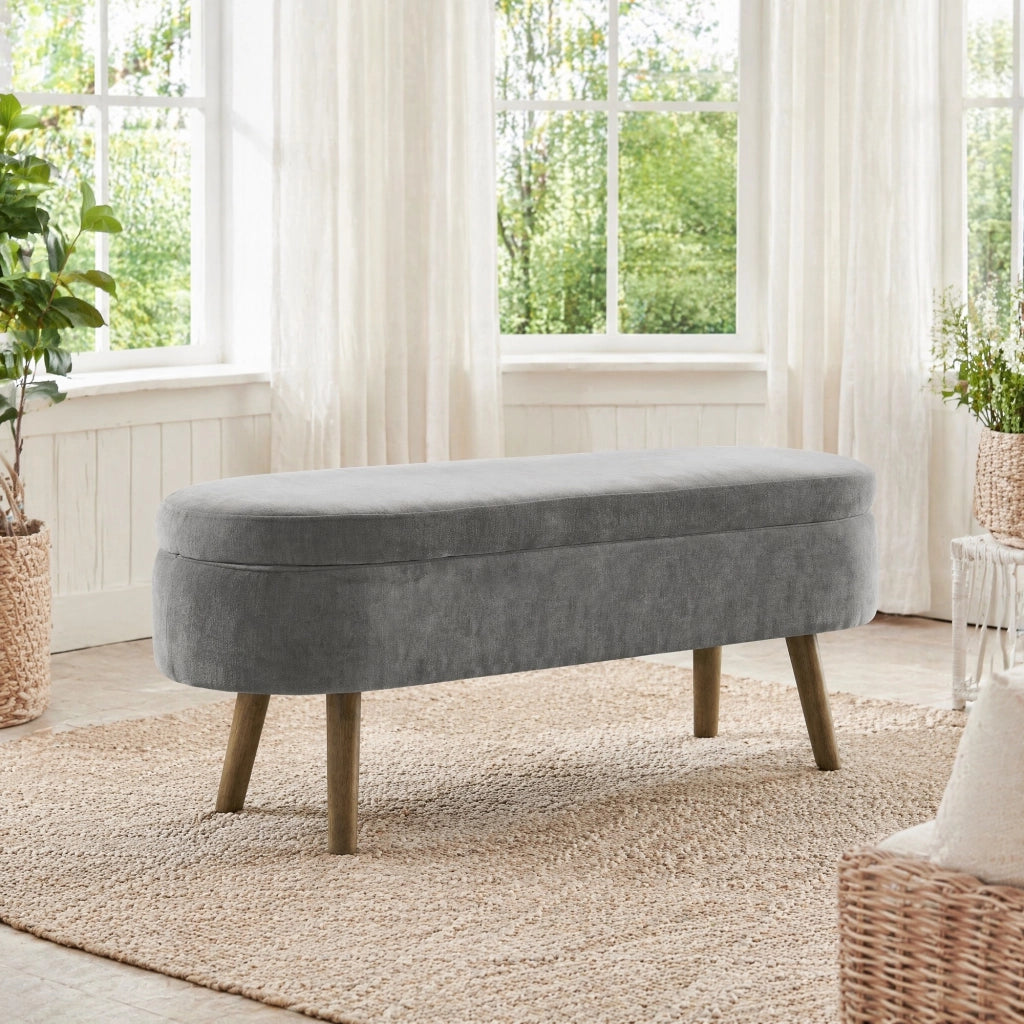 Panca contenitore 110x40x42 cm grigio scuro, box 20 L, tessuto chenille,